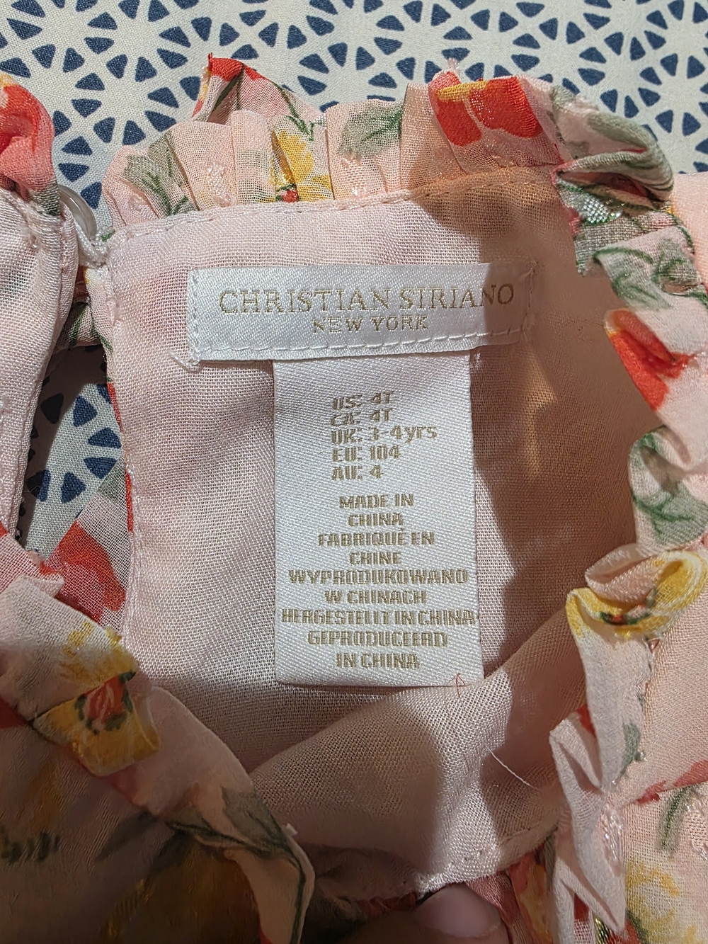 Girls' Peach Floral Ruffle-Sleeve Dress - Picture 2 of 10